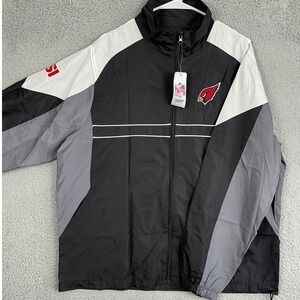 NEW Arizona Cardinals NFL Men Large Jacket Lightweight Black Gray Wind Dunbrooke